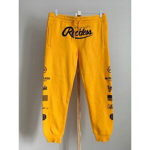 Young & Reckless Mens Yellow Graphic Logo Sweatpants Joggers XL NWT